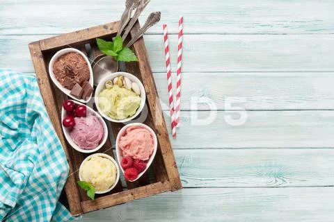 Ice cream with nuts and berries Stock Photos