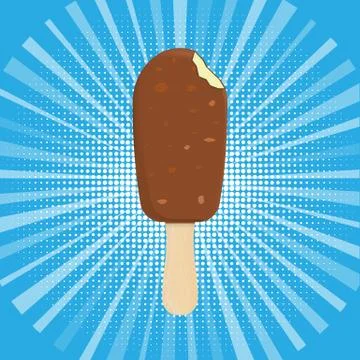 Ice cream with nuts on a stick. Vector illustration. Stock Illustration