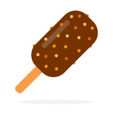 Ice cream with nuts on stick vector flat isolated Stock Illustration