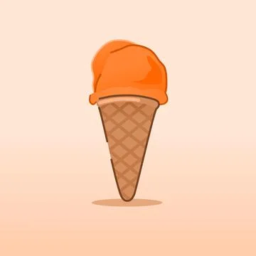 Ice cream orange fruit vector flat design Stock Illustration