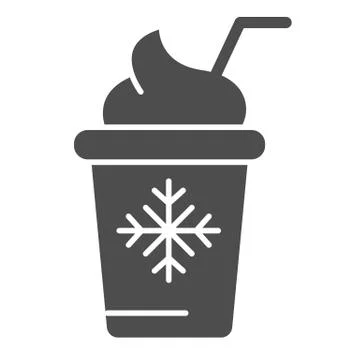 Ice cream in paper cup solid icon. Frozen yogurt vector illustration isolated on 스톡 일러스트