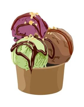 Ice cream in paper cup vector illustration. Stock Illustration