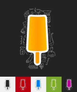 Ice cream paper sticker with hand drawn elements Stock Illustration