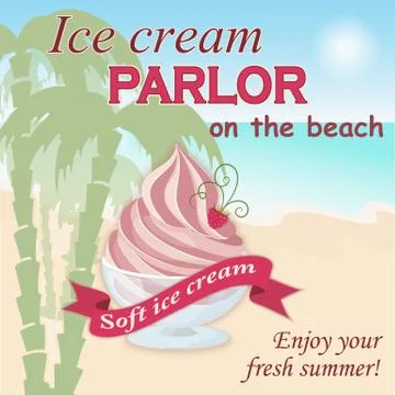 Ice cream parlor on the beach Stock Illustration