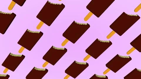 Ice-Cream Pattern. Chocolate ice cream. 3D rendering Stock Illustration