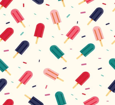 Ice cream pattern colorful repeating icons Illustrazione stock