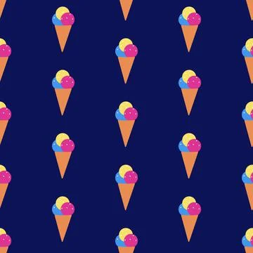 Ice-cream pattern on dark blue background Stock Illustration