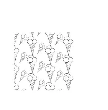 Ice cream pattern doodle texture with sweet dessert delicious vanilla waffle Stock Illustration