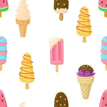 Ice cream pattern isolated on white. Stock Illustration