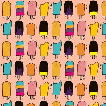 Ice Cream Pattern With Pink Background. Stock Illustration