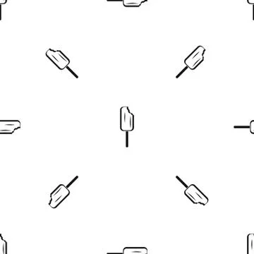 Ice Cream pattern seamless black Stock Illustration