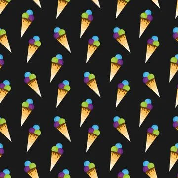 Ice cream pattern. Seamless pattern. Vector illustration. Flat design Stock Illustration