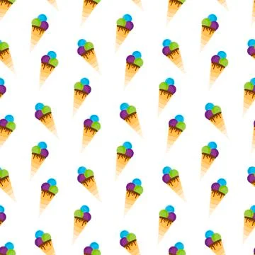 Ice cream pattern. Seamless pattern. Vector illustration. Flat design Stock Illustration