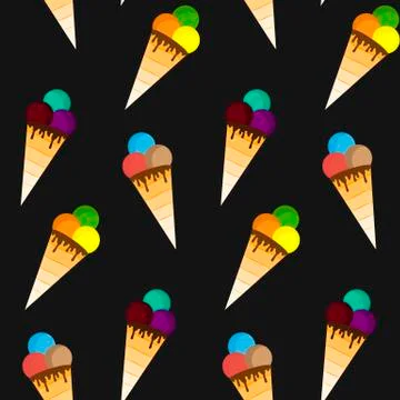 Ice cream pattern. Seamless pattern. Vector illustration. Flat design Stock Illustration