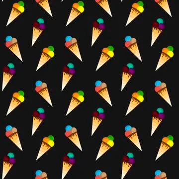 Ice cream pattern. Seamless pattern. Vector illustration. Flat design Stock Illustration