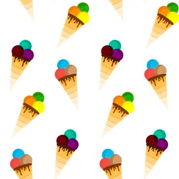 Ice cream pattern. Seamless pattern. Vector illustration. Flat design Stock Illustration