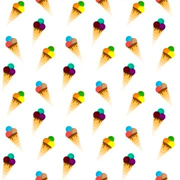 Ice cream pattern. Seamless pattern. Vector illustration. Flat design Stock Illustration