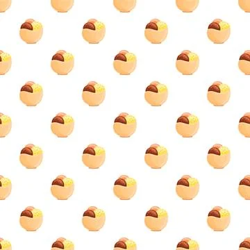 Ice cream pattern with three scoops in a bowl Stock Illustration