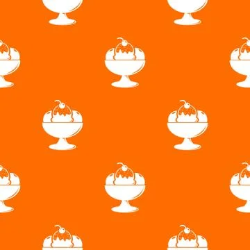 Ice cream pattern vector orange Stock Illustration