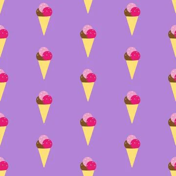 Ice-cream pattern on violet background Stock Illustration
