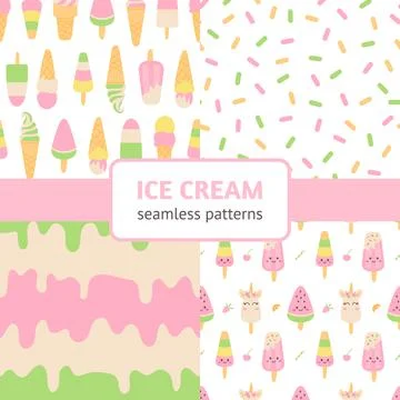 Ice cream patterns set Stock Illustration