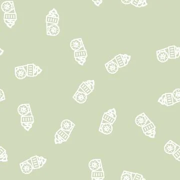 Ice cream pineapple line vector seamless pattern 스톡 일러스트