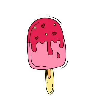 Ice cream popsicle doodle Vector color illustration isolated on white Stock Illustration