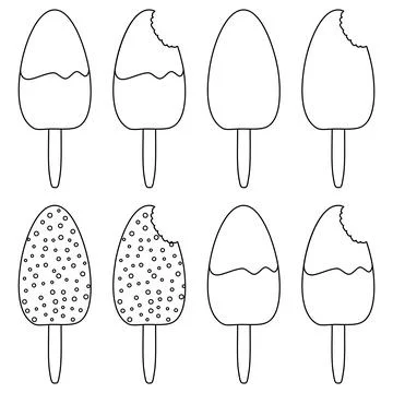 Ice Cream Popsicles Coloring Page Stock Illustration