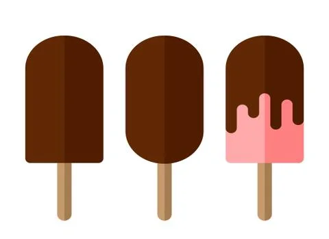 Ice cream popsicles set. Flat style. Isolated on white Stock Illustration