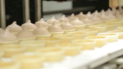 Ice-cream production, cornet, soft soft-serve freezer Stock Footage 74505911