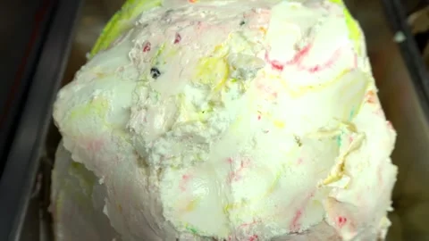 Ice cream ready to be served. top view Stock Footage 242502730