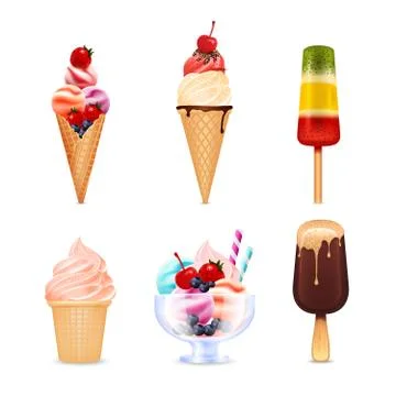 Ice Cream Realistic Set Stock Illustration