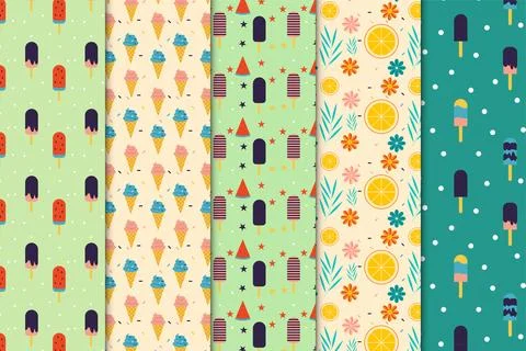 Ice cream repeating pattern decoration bundle for the book cover, wallpaper.. Stock Illustration