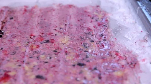 Ice cream roll fruit process of cooking a step by step Stock Footage 113684573