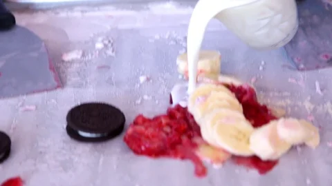 Ice cream roll fruit process of cooking a step by step Video stock 113684603