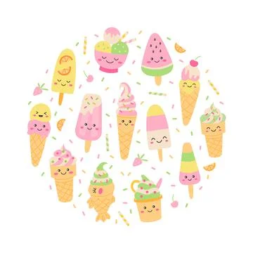 Ice cream round concept Stock Illustration