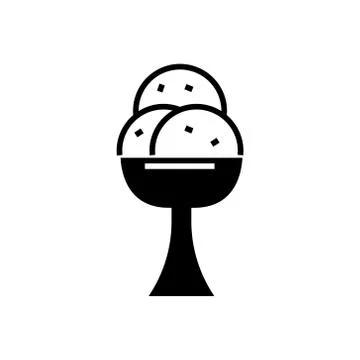 Ice cream round icon, vector illustration, black sign on isolated background Stock Illustration