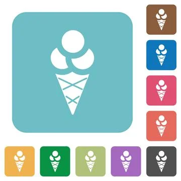 Ice cream rounded square flat icons Stock Illustration