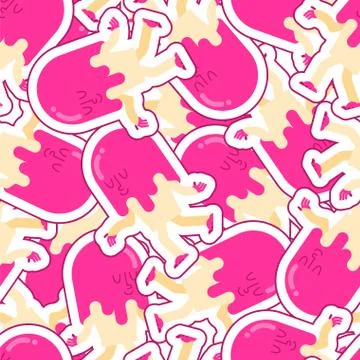 Ice cream run cartoon pattern seamless. Icecream background. vector ornament. 스톡 일러스트