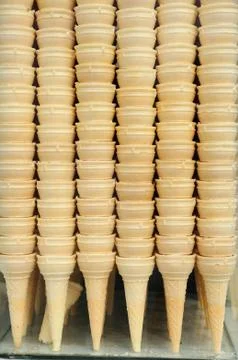 Ice-cream 's cones crispy background, patterns. Stock Photos
