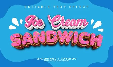 Ice cream sandwich vector text effect with modern style design Stock Illustration