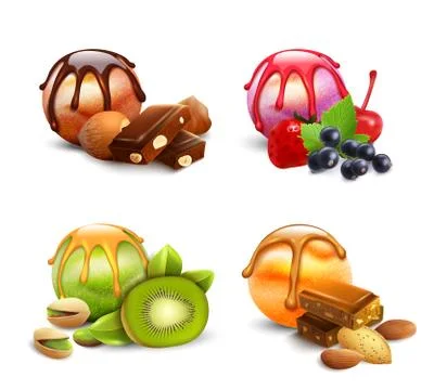 Ice Cream Scoop Set Stock Illustration