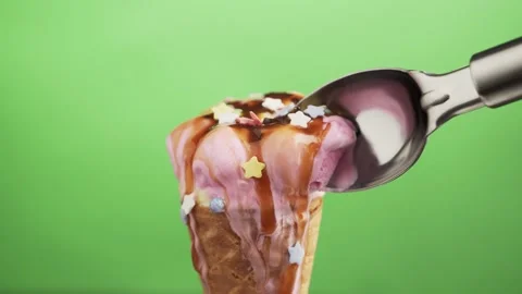 Ice cream scooping from a cone. Stock Footage 149114917