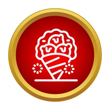 Ice cream scoops in cone web button icon Stock Illustration