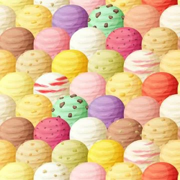 Ice cream scoops seamless pattern Stock Illustration