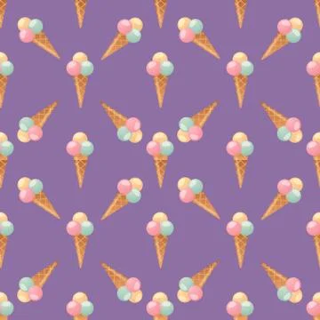Ice cream seamless pattern background fruit vector illustration Stock Illustration