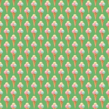 Ice cream seamless pattern background fruit vector illustration Stock Illustration