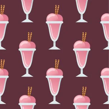 Ice cream seamless pattern background dessert vector illustration strawberry Illustrazione stock