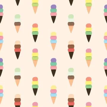 Ice Cream Seamless Pattern Background. Vector Illustration Stock Illustration