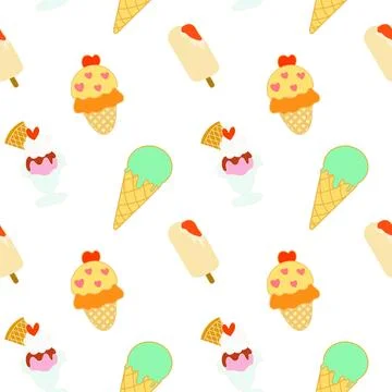 Ice cream seamless pattern on background. Illustrazione stock